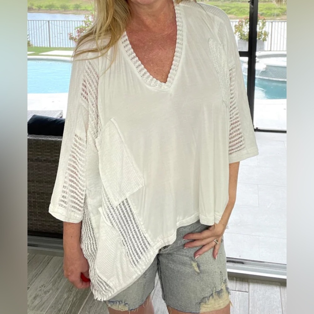 POL Songbird Gypsy Long Sleeve Top in White Size Large NWOT